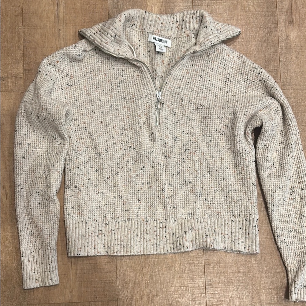 William Rast quarter zip oatmeal speckled sweater